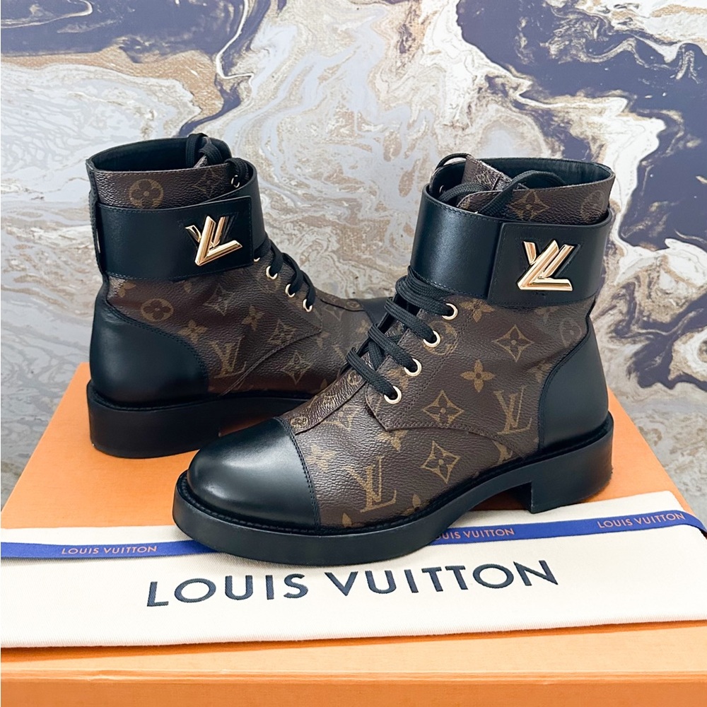 Louis Vuitton Monogram Wonderland Twist Flat Ranger Combat Boots - Picture 2 of 11